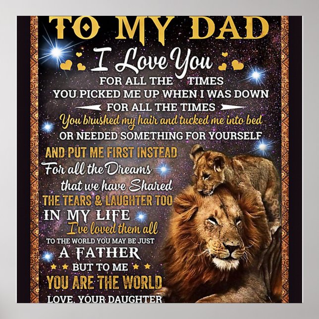 Till min Lejona Pappa-gåva, Pappa-födelsedagspress Poster (Framsidan)