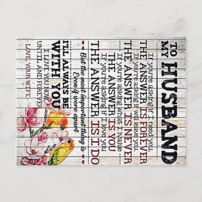 Till min make design, Ny hem-gåva Vykort (Framsida)
