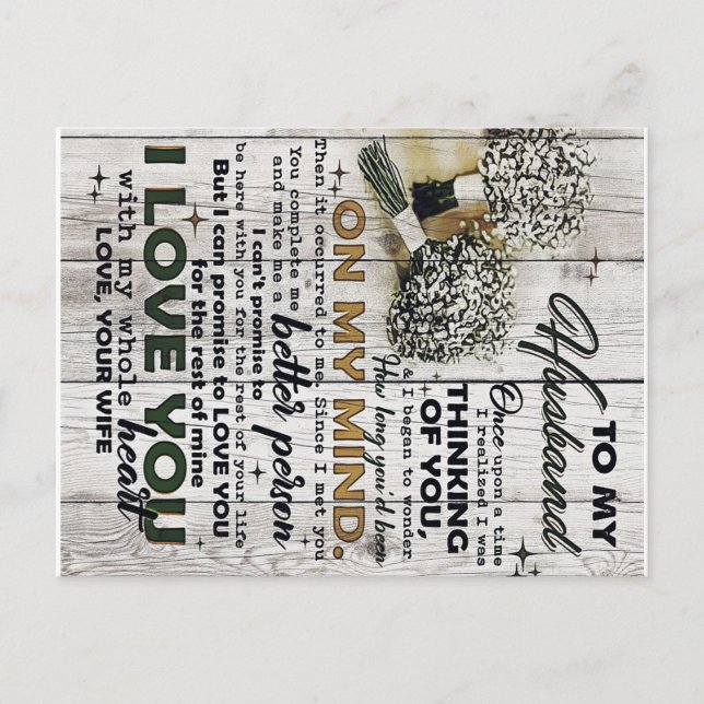 Till min Make |Mitt Make | Kärlek citerar till hon Meddelande Vykort (Framsida)