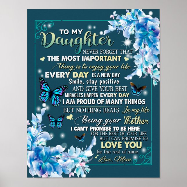 Till min Mamma-gåva, dotter och Mamma,Butterfly Äl Poster (Framsidan)