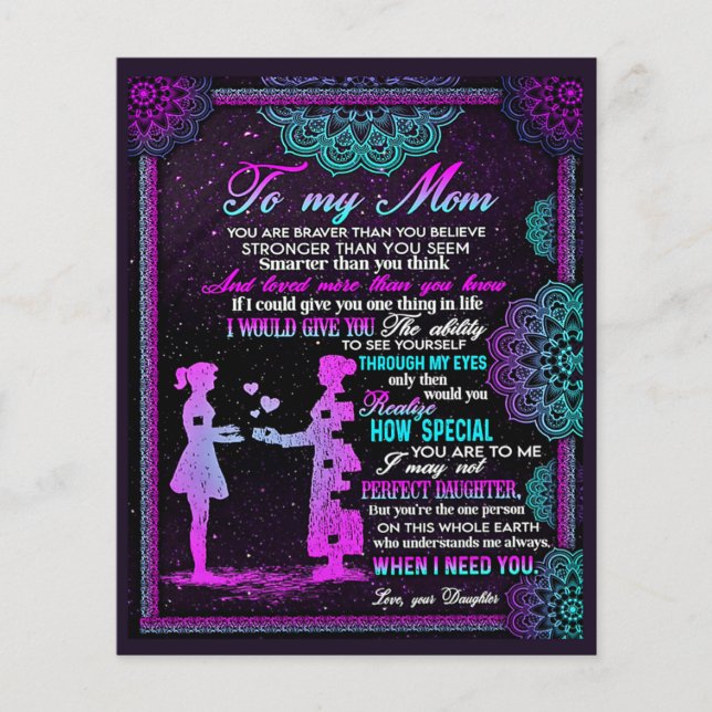 Till min Mamma och dotter, Mamma Gift Idea Flygblad (Framsidan)