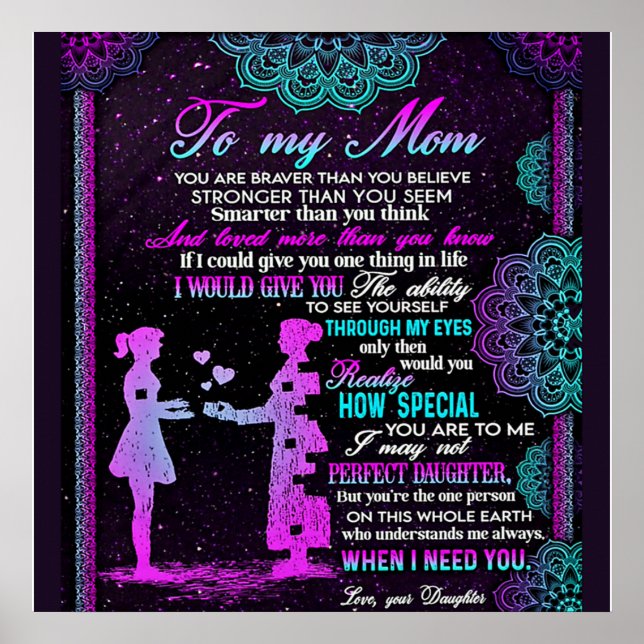 Till min Mamma och dotter, Mamma Gift Idea Poster (Framsidan)