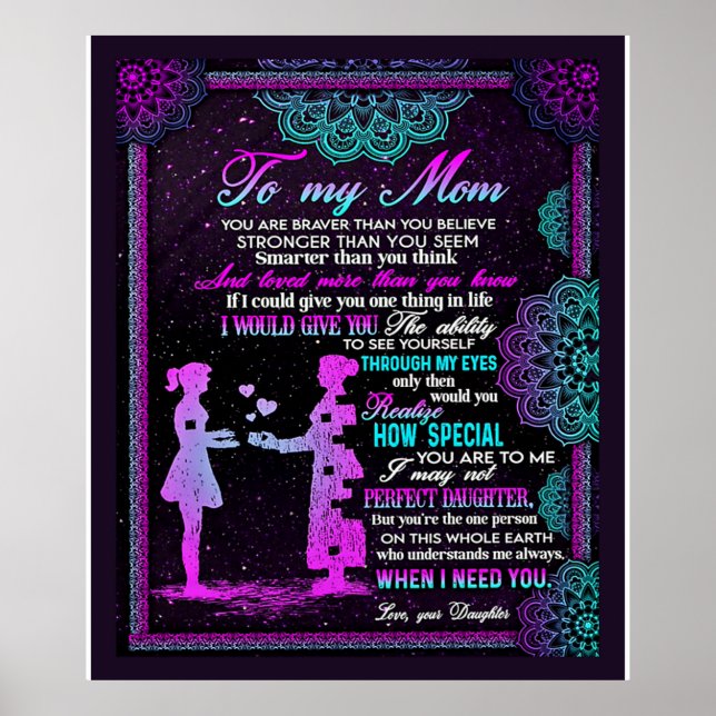 Till min Mamma och dotter, Mamma Gift Idea Poster (Framsidan)