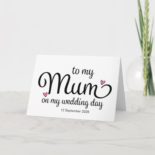 Till min mamma på min bröllopsdag från brud till m kort (Framsida)