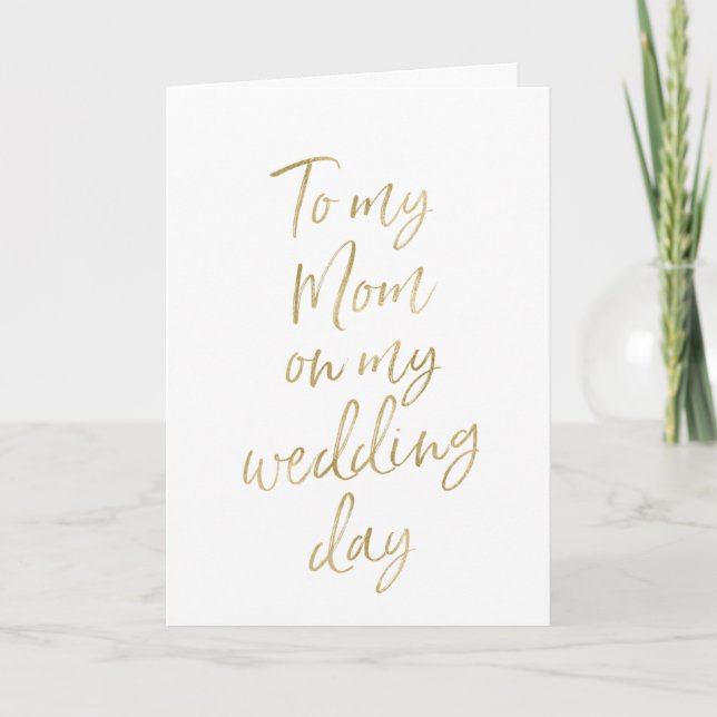 Till min mamma på min bröllopsdag | Stilfullt förg Kort (Framsida)