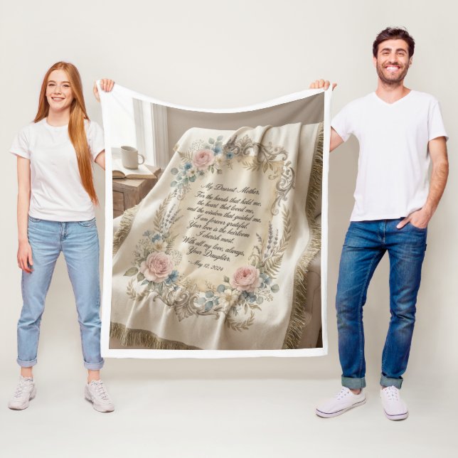 Till min mamma vävd filt – hjärtlig brev blommig  (På plats)