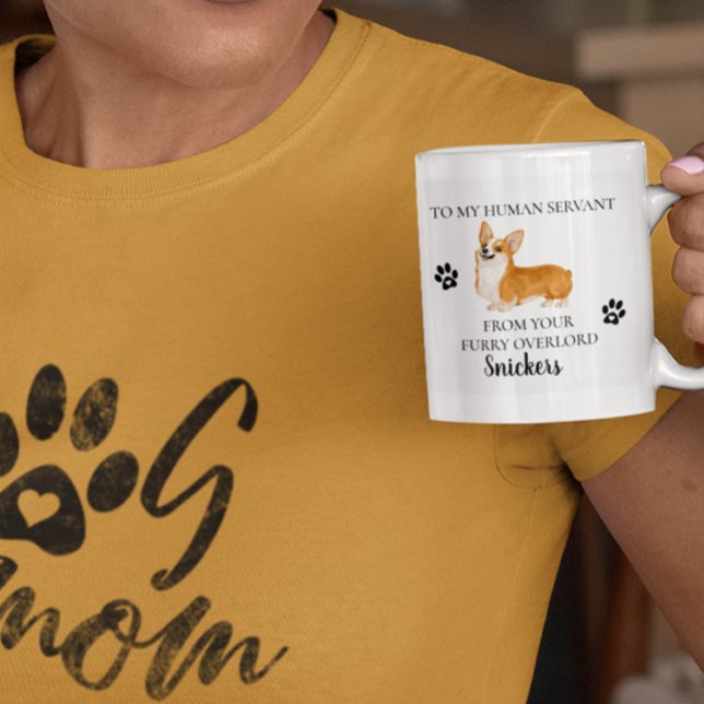 Till min männskliga tjänare Roligt hundpresent Cor Kaffemugg (Skapare uppladdad)
