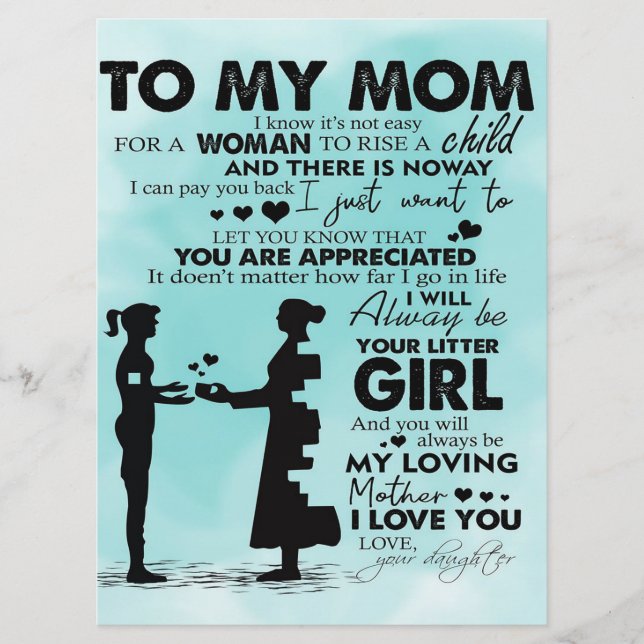 Till min mor-design | Brev till mamma Meny (Framsida)