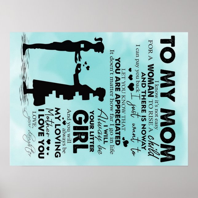 Till min mor-design | Brev till mamma Poster (Framsidan)