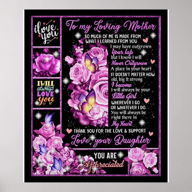 Till min Mor-födelsedagspresent, Kärlek-Mamma-gift Poster (Framsidan)