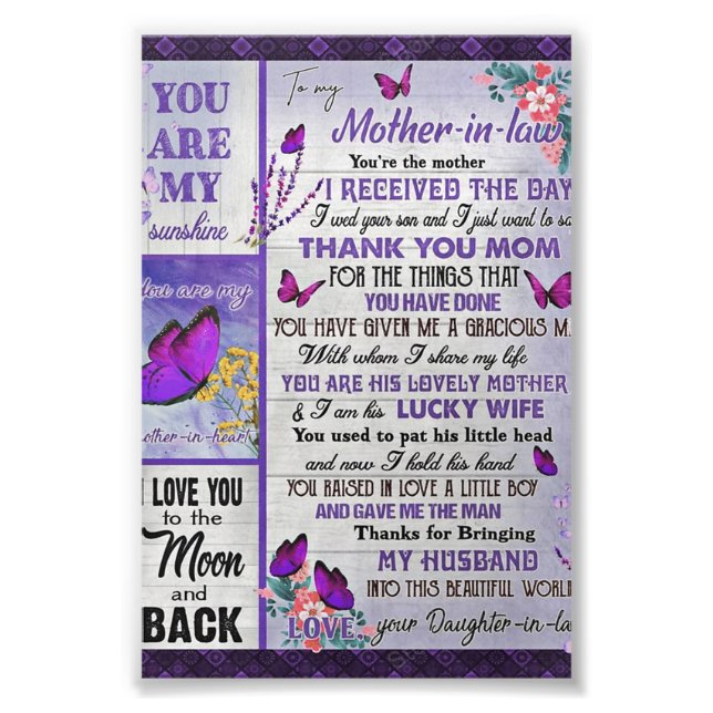 Till min Mor-in - Lag-gåva, Mor-födelsedagsgåva Fototryck (Framsidan)