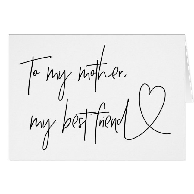 Till min mor min bäst hjärta för Freidn Hälsningskort (Framsidan Horizontal)