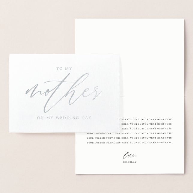 Till min Mor på min Bröllopsdag (riktig olja) Folierat Kort (Display)