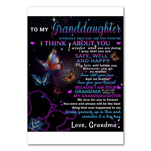 Till min mordotter Butterflies Birthday Gift Idea Bordsnummer (Framsidan)