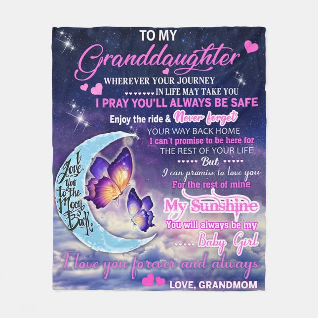 Till min mordotter Butterflies Birthday Gift Idea Fleecefilt (Framsidan)