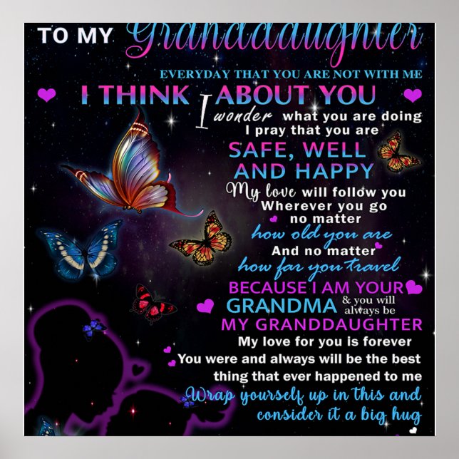 Till min mordotter Butterflies Birthday Gift Idea Poster (Framsidan)