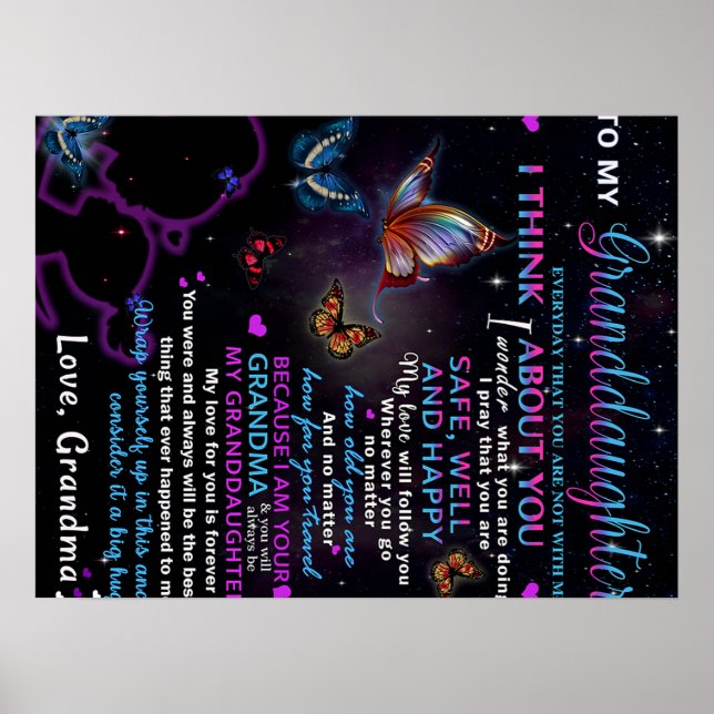 Till min mordotter Butterflies Birthday Gift Idea Poster (Framsidan)