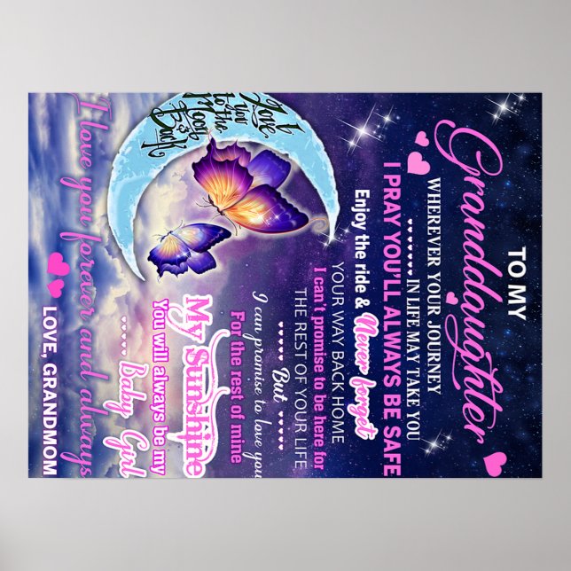 Till min mordotter Butterflies Birthday Gift Idea Poster (Framsidan)