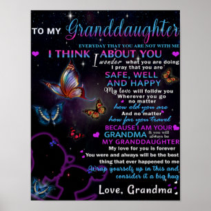 Till min mordotter Butterflies Birthday Gift Idea Poster