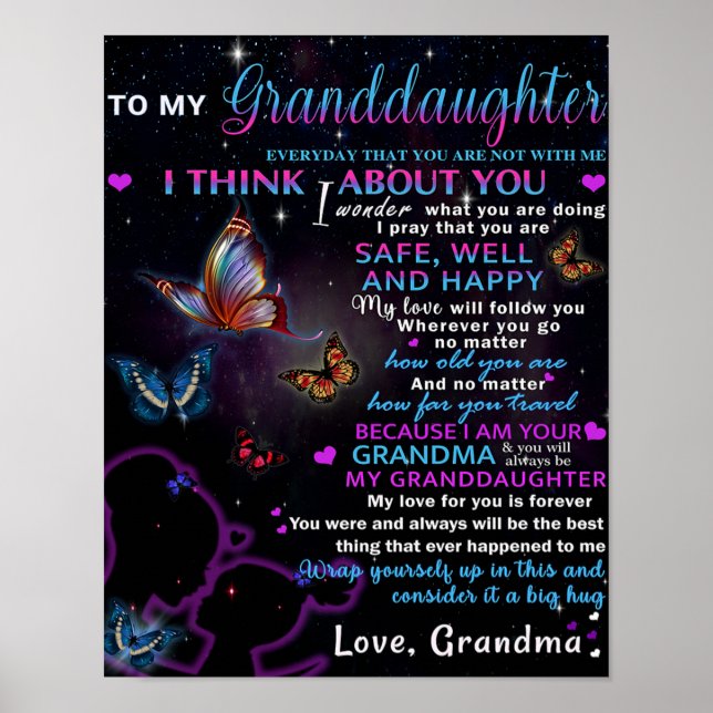 Till min mordotter Butterflies Birthday Gift Idea Poster (Framsidan)