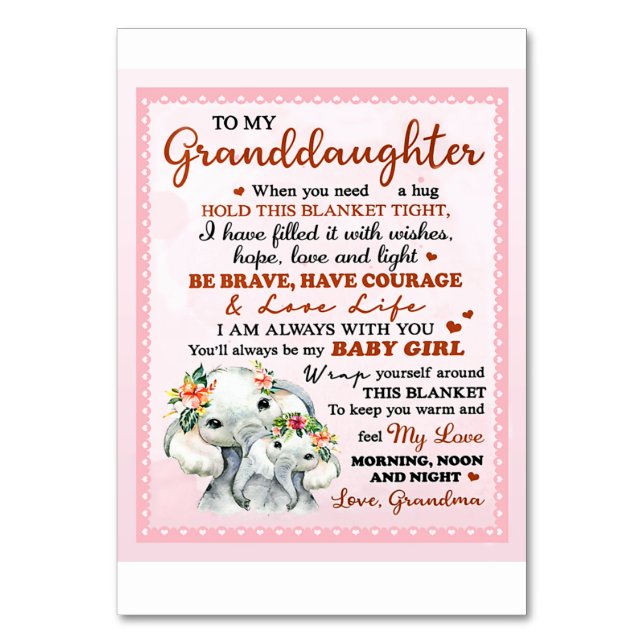 Till min mordotter Elephant Birthday Gift Idea Bordsnummer (Framsidan)