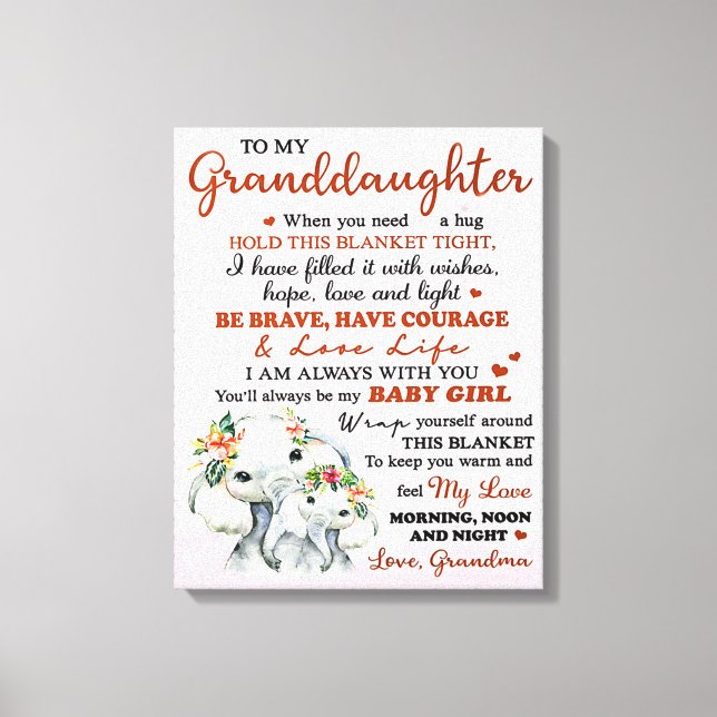 Till min mordotter Elephant Birthday Gift Idea Canvastryck (Framsida)