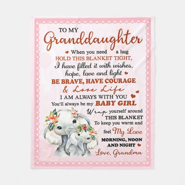 Till min mordotter Elephant Birthday Gift Idea Fleecefilt (Framsidan)