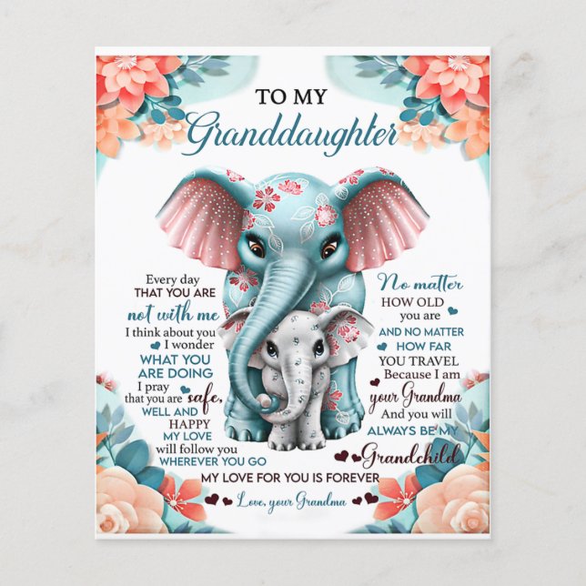 Till min mordotter Elephant Birthday Gift Idea Flygblad (Framsidan)