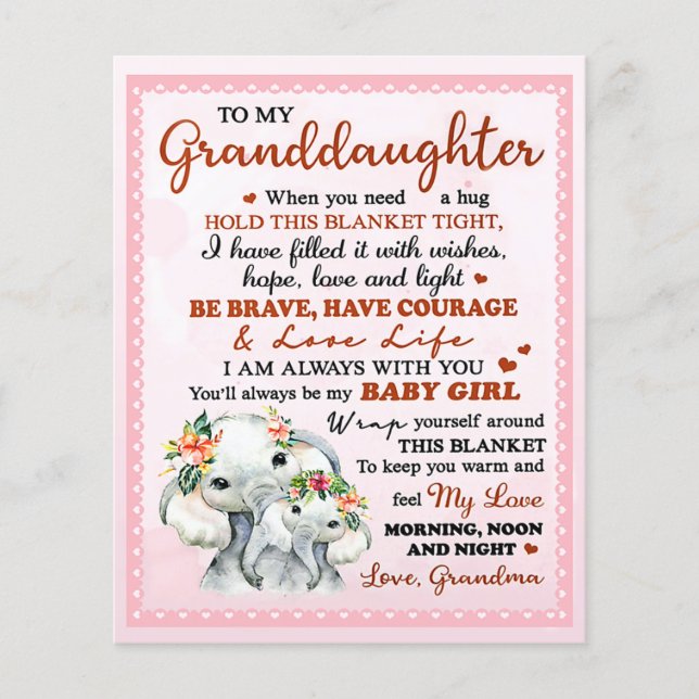 Till min mordotter Elephant Birthday Gift Idea Flygblad (Framsidan)