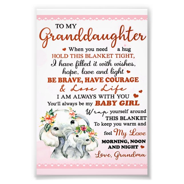 Till min mordotter Elephant Birthday Gift Idea Fototryck (Framsidan)