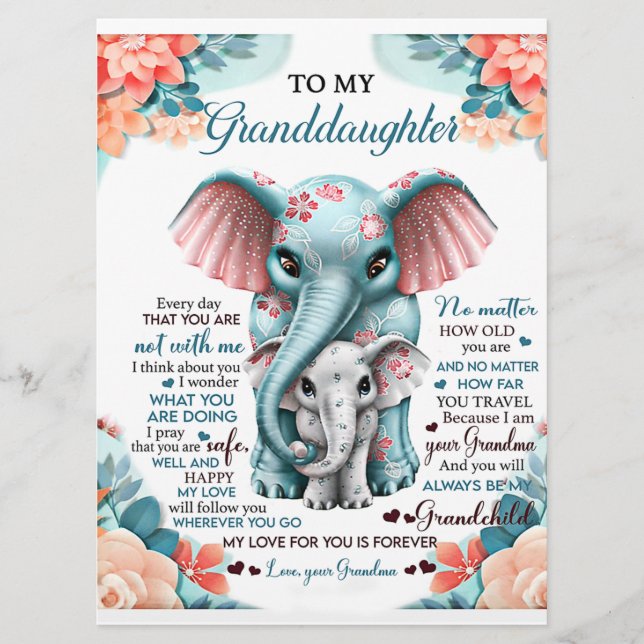 Till min mordotter Elephant Birthday Gift Idea Meny (Framsida)
