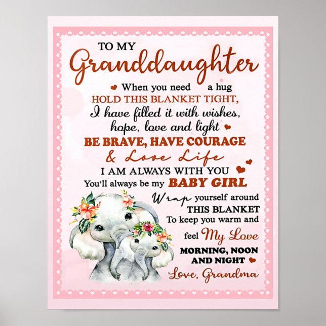 Till min mordotter Elephant Birthday Gift Idea Poster (Framsidan)