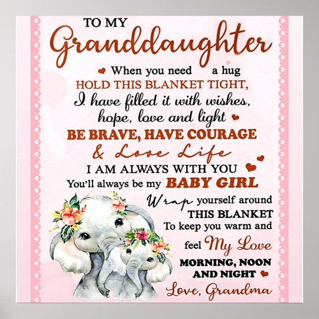 Till min mordotter Elephant Birthday Gift Idea Poster (Framsidan)