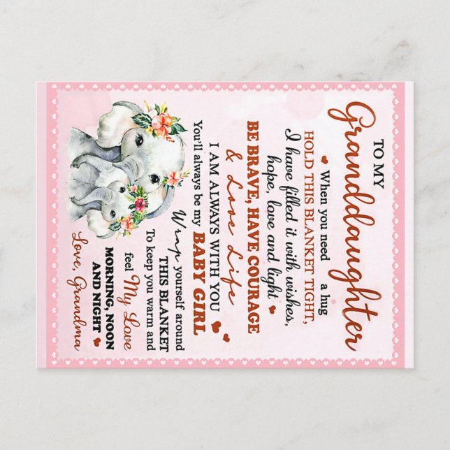 Till min mordotter Elephant Birthday Gift Idea Vykort (Framsida)