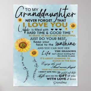 Till min mordotter Gift, Barnbarn, födelsedagsgåva Poster