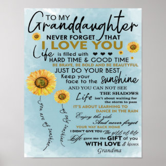 Till min mordotter Gift, Barnbarn, födelsedagsgåva Poster