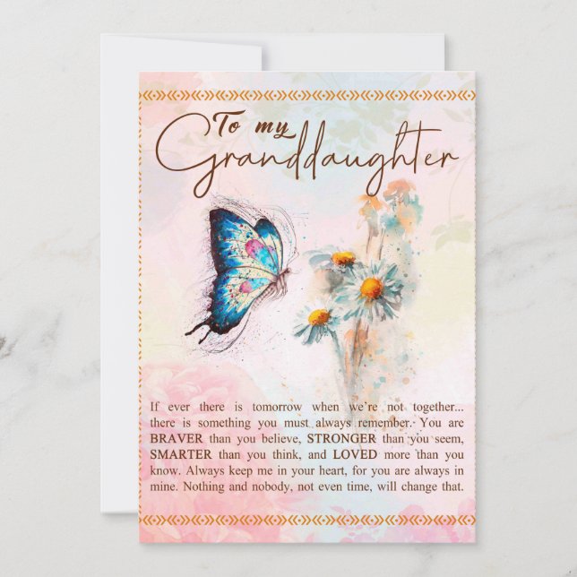 Till min mordotter Gift, Cute Butterfly Älskare Gi Julkort (Framsida)