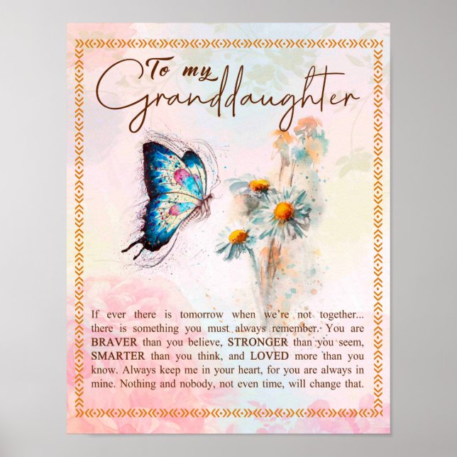 Till min mordotter Gift, Cute Butterfly Älskare Gi Poster (Framsidan)