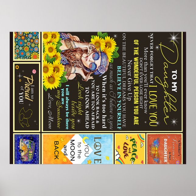 Till min mordotter Solros Birthday Gift Idea Poster (Framsidan)
