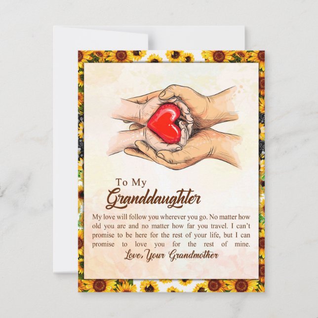 Till min mordotter Solrosgåva från mormor Inbjudningar (Framsida)