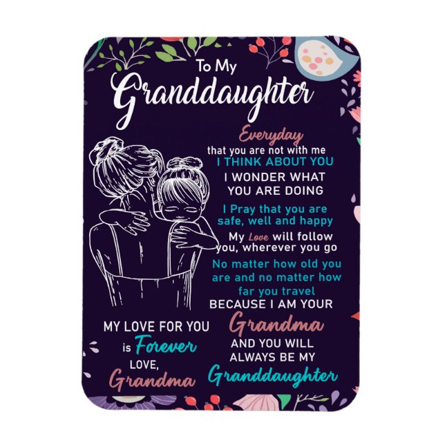 Till min mordotters gåva från mormor, Flower Älska Magnet (Vertikal)