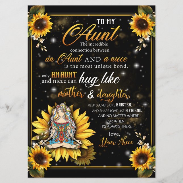 Till min Moster-gåva, Cute Solrosgåva från Niece Meny (Framsida)