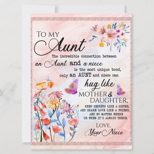 Till min Moster-gåva från Niece (Framsida)