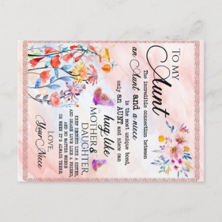 Till min Moster-gåva från Niece Meddelande Vykort