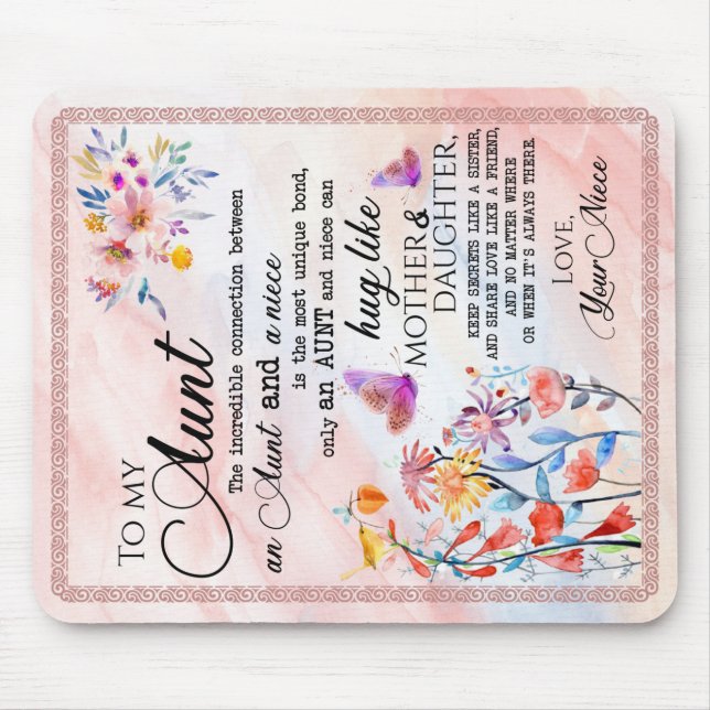 Till min Moster-gåva från Niece Musmatta (Framsidan)