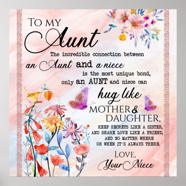 Till min Moster-gåva från Niece Poster (Framsidan)
