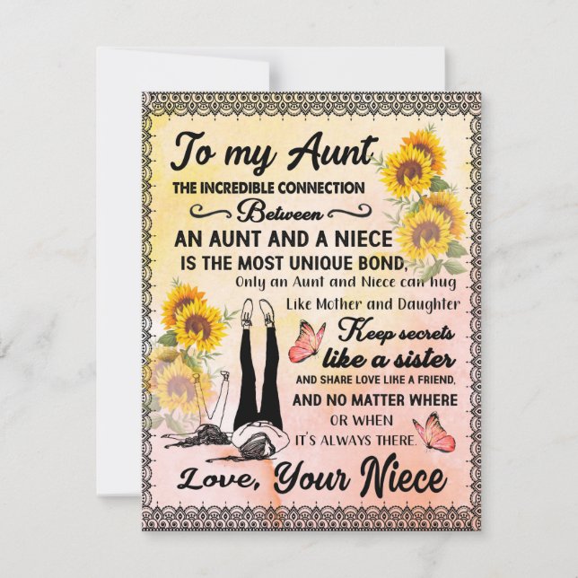 Till min Moster-gåva, solrosgåva från Niece Inbjudningar (Framsida)