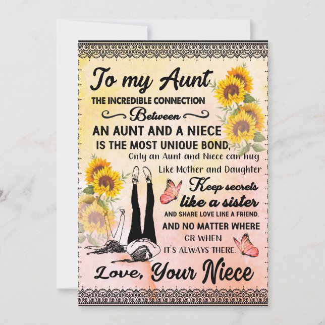 Till min Moster-gåva, solrosgåva från Niece Julkort (Framsida)