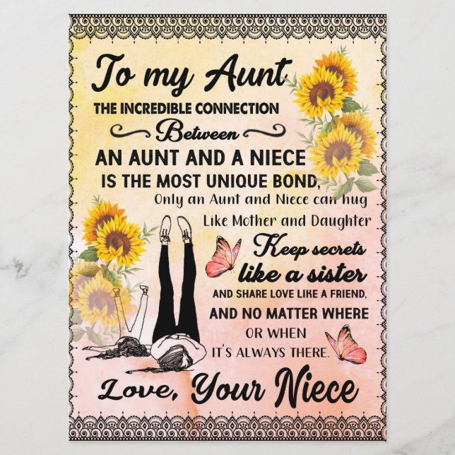 Till min Moster-gåva, solrosgåva från Niece Meny (Framsida)