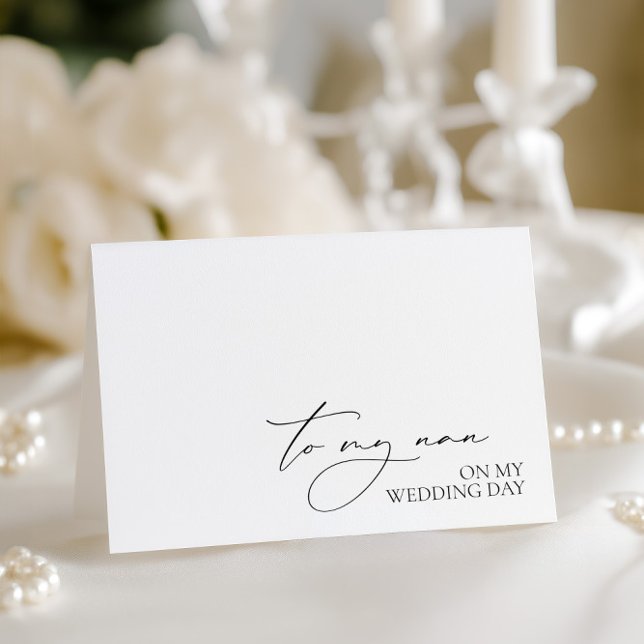 "Till min nationella medlem på min Bröllopsdag"-me Tack Kort (To My Nan On My Wedding Day" Message Card)